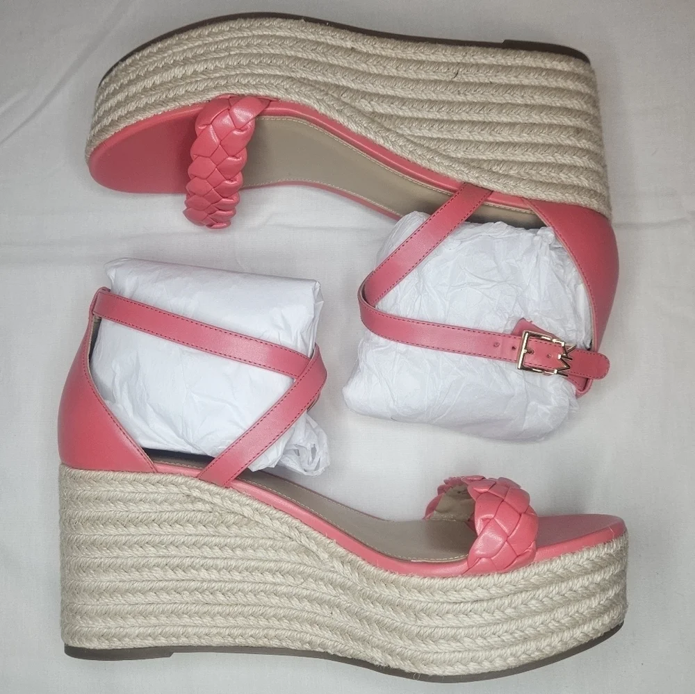 MICHAEL Michael Kors Serena Wedge Espadrille Sandals Color Dahlia Retail $145